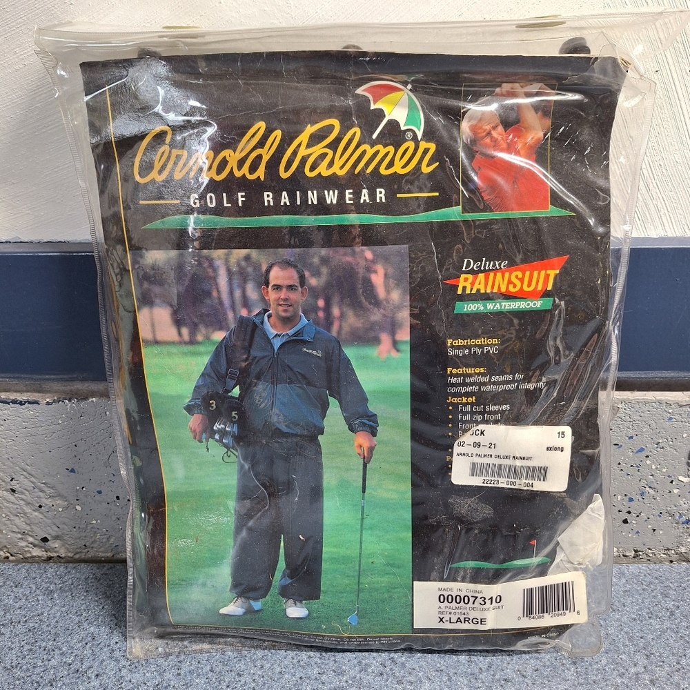 Vintage Arnold Palmer Waterproof Deluxe Gold RainwearSet, XL, #00007310, NWT